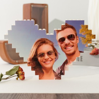 Gepersonaliseerde Building Brick Heart Shaped Photo Block Love Brick Puzzle Cadeau voor haar Valentijnsdag Cadeau voor Soulmate Verjaardagscadeau voor vrouw